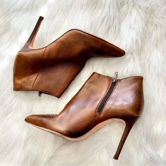 Barneys New York Western Stiletto Leather Ankle Boots in Brown Size 38 - Picture 3 of 8